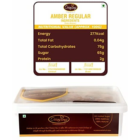 Occasions Amber Dates 1000 Grams | All Natural | No Preservatives | No Added Sugar | Gluten Free | Vegan | Plant Based | Non Gmo | Dates Dry Fruits | Khajur | Khajoor | Khejur