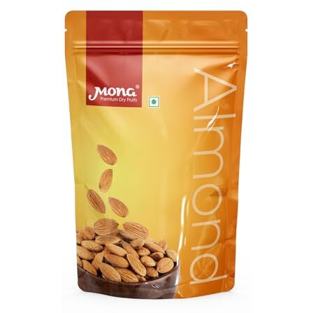 Mona Dry Fruits Natural Almonds 500G, Rich In Fiber, Nutritious Perfect For Snacking, Baking, And Cooking Badam