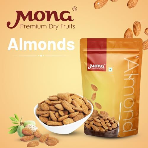 Mona Dry Fruits Natural Almonds 500G, Rich In Fiber, Nutritious Perfect For Snacking, Baking, And Cooking Badam
