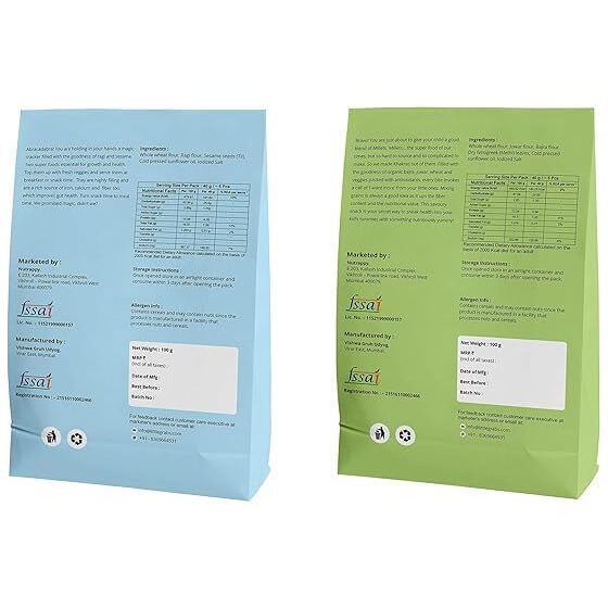Little Grabs - 2 Flavour(Jowar + Ragi) Khakhra Snack 100Gm Each (Pack Of 4) | 100% Natural | No Palm Oil & Maida | Hand Roasted | Healthy Khakhra For Kids & Adults | Organic Cold-Pressed Sunflower Oil