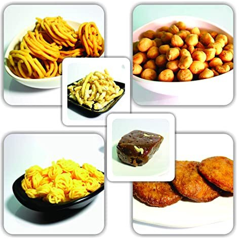 Vin Festival Snack Combo - Pack Of 7 - Karaikudi Adhirasam 250G | Coconut Milk Murukku 120G | Sweet Sev 250G | Karupatti Halwa 250G | Seeval Or Vola Pakkora 250G | Gundu Murukku 250G | Spicy Thenkuzhal Muruku 100G