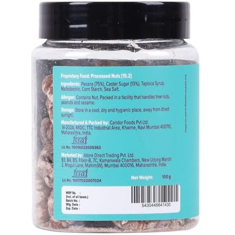Urban Platter Candied American Pecans, 100G (On The Go Snack | Sweetened Pecan Nuts)