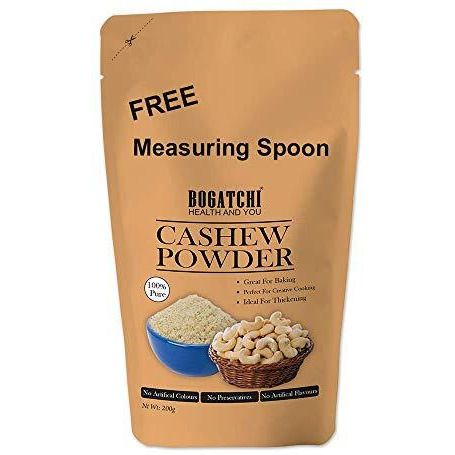 Bogatchi Cashew Nut Flour - Cashew Powder For Making - Curry, White Gravy, Malai Kofta, Dum Aloo, White Chicken, Kaju Shake , Kaju Katli, Ice Cream , 200G , Free Measuring Spoon