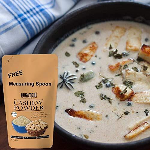 Bogatchi Cashew Nut Flour - Cashew Powder For Making - Curry, White Gravy, Malai Kofta, Dum Aloo, White Chicken, Kaju Shake , Kaju Katli, Ice Cream , 200G , Free Measuring Spoon