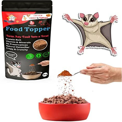 Wiggleboo 3 In 1 Magical Sugar Glider Food Topper || Joy Of Best Taste || Chicken, Carrot & Pumpkin Flavour || Grain Free & Protein Rich ||Anti-Oxidant & Natural Dewormer || 50G