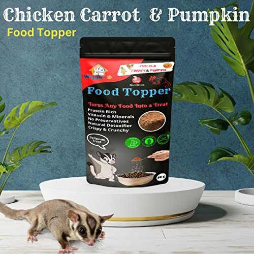 Wiggleboo 3 In 1 Magical Sugar Glider Food Topper || Joy Of Best Taste || Chicken, Carrot & Pumpkin Flavour || Grain Free & Protein Rich ||Anti-Oxidant & Natural Dewormer || 50G