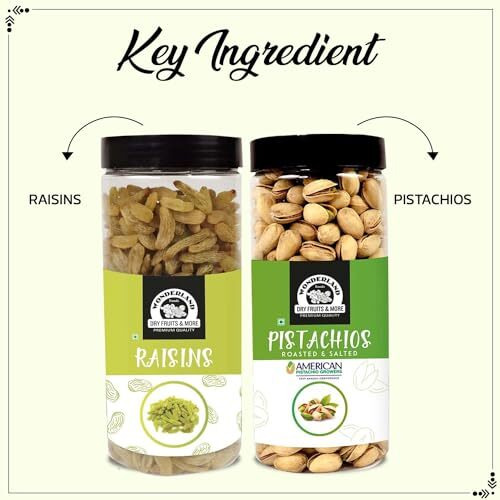 Wonderland Foods 1Kg (500G X 2) Premium Dry Fruits Combo Pack Of Roasted Salted Pistachios & Green Raisin Jar