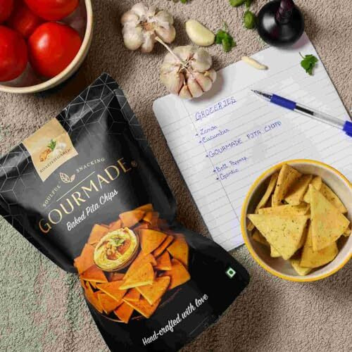 Gourmade Soulful Snacking Pita Chips Snacking Combo, 375G | Chipotle, Roasted Garlic, Olive & Herbs (125Gms Ecah - Pack Of 3) | Baked Chips,Bar Party Snacks,Dip & Starter Chips | Nachos & Tortillas