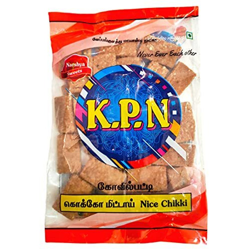 Kpn Kovilpatti Kadalai Mittai (Chikki Candy) - Burfi, Crushed Groundnut Chikki & Ellu Mittai (Sesame Chikki Candy) Combo - Pack Of 3 X 200Gm