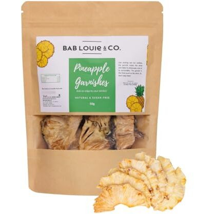 Bab Louie & Co. Pineapple Dehydrated Fruits Garnishes For Cocktail, Mocktail, Detox Water, Green Tea, Snacks | Air Dried | Gluten Free | Vegan | No Sugar | 100% Natural | Zero Preservatives | 50 Gm