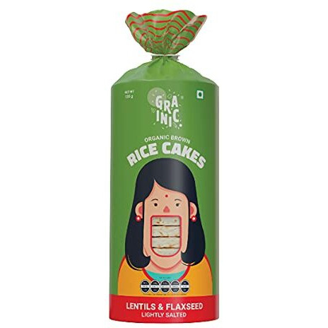Grainic Brown Rice Cakes I Lentils And Flaxseed I All Natural, Gluten Free I Pack Of 3 (3 X 135G)