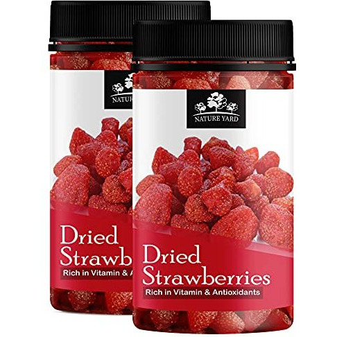 Nature Yard Dried Strawberries - 500Gm - Naturally Dehydrated Candied Strawberry Dry Fruit (2 * 250Gm)