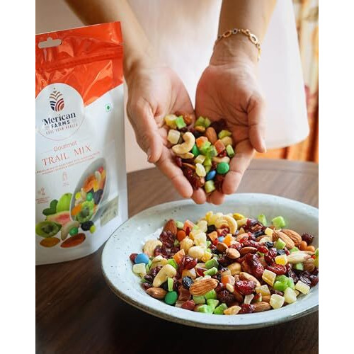 Merican Farms Trail Mix Assorted Mix Dry Fruits Healthy Dry Fruits Mix Dry Fruits 250Gm (Pack Of 1) Healthy Mixed Nuts With Dry Fruits, Premium Fruit, Nut & Fiber Supermix, Fresh And Perfectly Balanced Mix Dry Fruits Pack, Mixed Dry Fruits And Nut Mix For Anytime Snacking, Berries Trail Mix,Trail Mixes