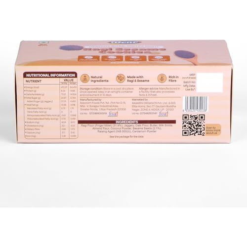 Bene Ragi Sesame Millet Cookies | No Gluten| No Wheat | No Preservatives | No Refined Sugar | High Calcium & Fiber Biscuits For Women & Kids | Made With Ragi, Jowar, Jaggery & Ghee | Healthy Snack | 1 Pack 80G