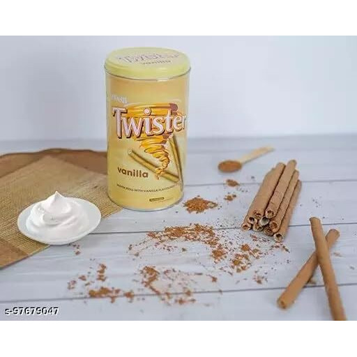 Delfi Twister Wafer Rolls Filled With Delicious Smooth Vanilla Flavoured Cream 320G Tin