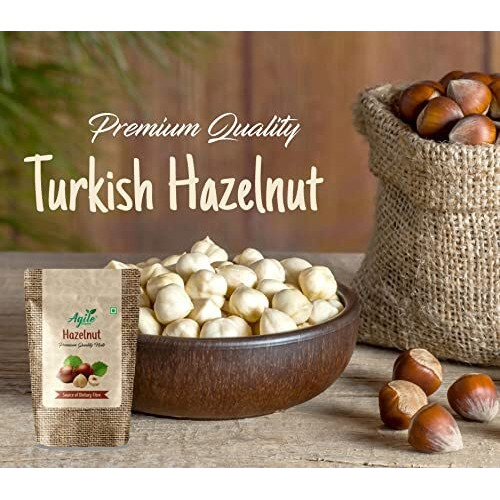 Agile Organic Turkish Hazelnut - 500G + 100G (Buy 500G Get 100G Extra) | Imported Nuts | Rich In Nutrients | Jumbo Sized | Exotic Nuts (Hazelnut, 600 Grams)