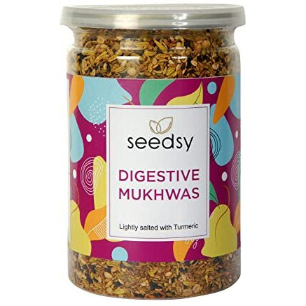 Seedsy Digestive Mukhwas, Roasted Ajwain, Carom, Dill (Sowa), Fennel, & Sesame (White & Black) Seeds With Salem Turmeric Powder, Mouth Freshener|After Meal Digestive (250Gram)