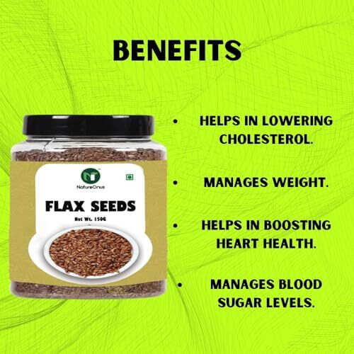 Natureonus Premium Raw Flax Seeds 125Gms | Non-Gmo Alsi Seeds | Rich In Fibre And Omega-3 | Flax Seeds For Hair Growth | Diet Food | Heart-Healthy, Keto Friendly, Use In Salads, After Meal Digestive