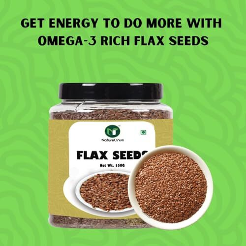 Natureonus Premium Raw Flax Seeds 125Gms | Non-Gmo Alsi Seeds | Rich In Fibre And Omega-3 | Flax Seeds For Hair Growth | Diet Food | Heart-Healthy, Keto Friendly, Use In Salads, After Meal Digestive
