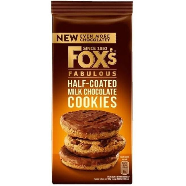 Foxs Fabulous Half Coated Milk Chocolate Cookies With Rich & Buttery Biscuit 175G (Imported)