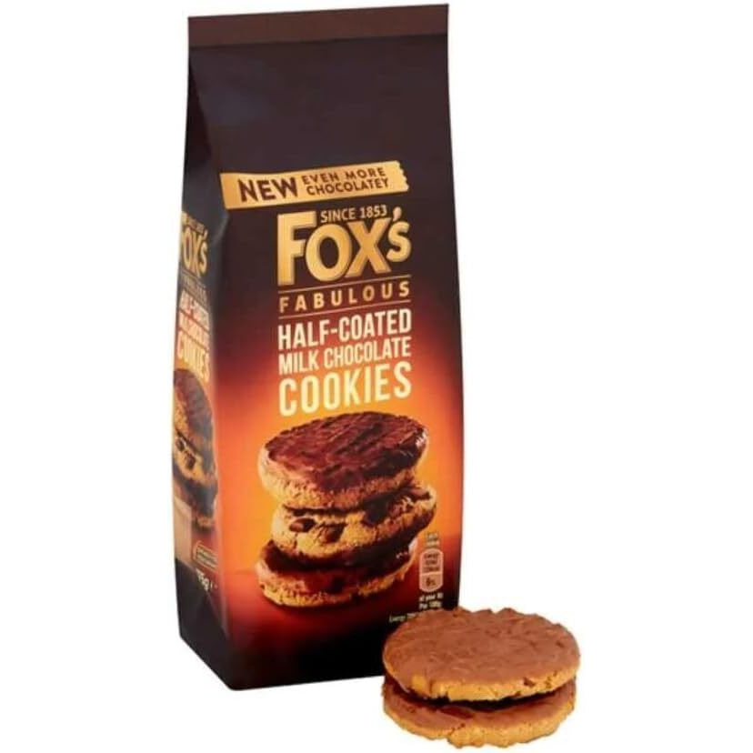 Foxs Fabulous Half Coated Milk Chocolate Cookies With Rich & Buttery Biscuit 175G (Imported)