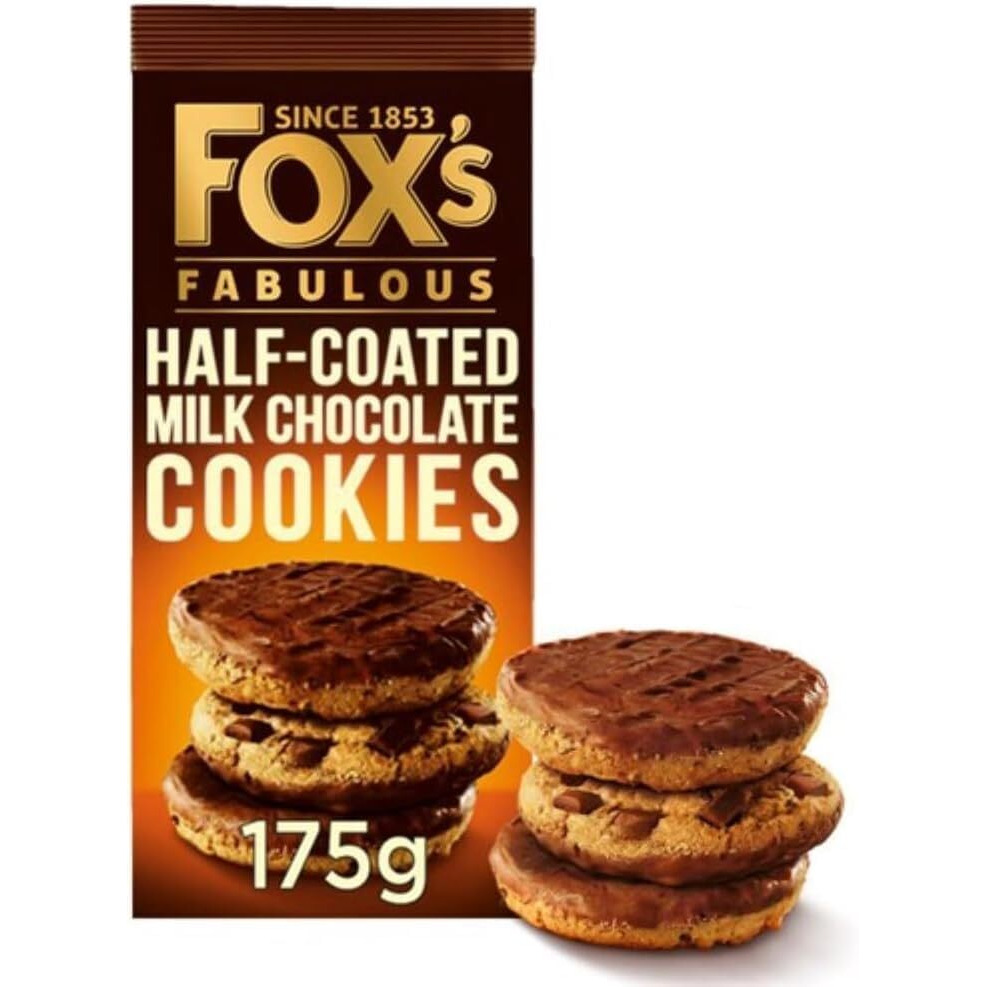 Foxs Fabulous Half Coated Milk Chocolate Cookies With Rich & Buttery Biscuit 175G (Imported)