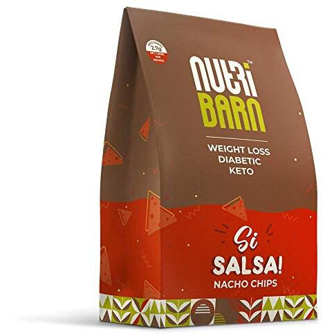 Nutribarn Keto Salsa Nachos, 60 Gms (Pack Of 3), 2.7G Net Carb & 24% High Protein/Serving, Identical To Regular Nacho Chips, Low Carb, High Fibre, Low Gi, Keto Diet, Weight Loss, Diabetic Friendly