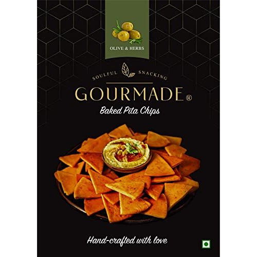 Gourmade Soulful Snacking Pita Chips Snacking Combo, 375G | 2 X Olive & Herbs And 1 X Roasted Garlic (125Gms Ecah - Pack Of 3) | Baked Chips | Bar Party Snacks | Dip Chips | Starter Chips | Nachos & Tortillas