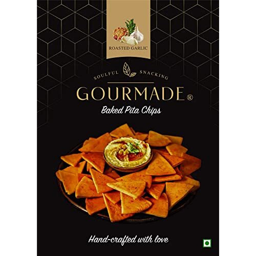 Gourmade Soulful Snacking Pita Chips Snacking Combo, 375G | 2 X Olive & Herbs And 1 X Roasted Garlic (125Gms Ecah - Pack Of 3) | Baked Chips | Bar Party Snacks | Dip Chips | Starter Chips | Nachos & Tortillas
