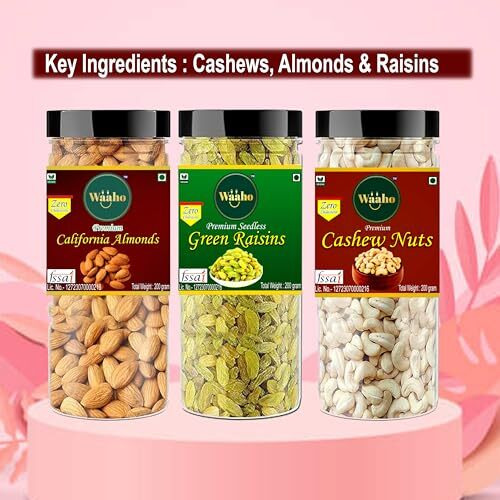 Waaho Premium Nut & Fruit Blend Cashews, Almonds, And Raisins (600)750 Gram