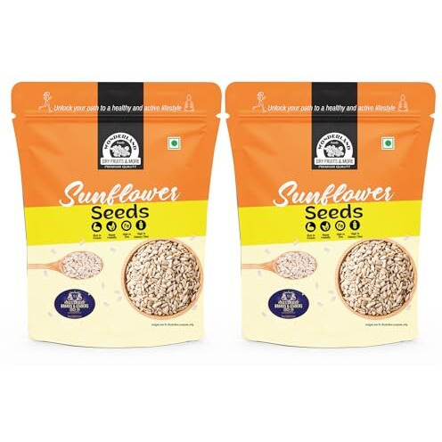 Wonderland Foods 500G (250G X 2) Raw & Unroasted Sunflower Seeds Pack Of 2 Pouch | Surajmukhi Seeds Full Of Protein, Vitamin-E, Antioxidants & Fibre | Plant-Based Protein For Weight Management