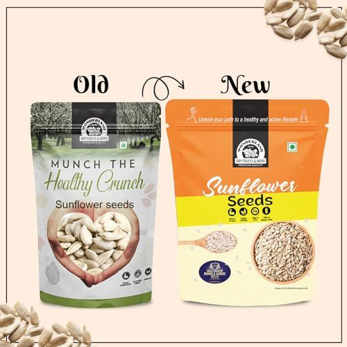 Wonderland Foods 500G (250G X 2) Raw & Unroasted Sunflower Seeds Pack Of 2 Pouch | Surajmukhi Seeds Full Of Protein, Vitamin-E, Antioxidants & Fibre | Plant-Based Protein For Weight Management