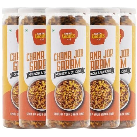 Tasty Giants Chana Jor Garam 600G | Oil Free Snacks | Gluten Free Snacks | Healthy Snacks | Roasted Snacks | Diet Snacks | Masala Snacks | Snacks Combo Pack
