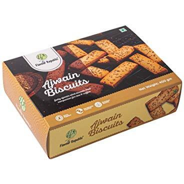 The Flavour Republic Ajwain Biscuits - 800 Gms(Combo Pack 2 * 400 Gms) Pure Vegetarian Premium Salty Ajwain Biscuits