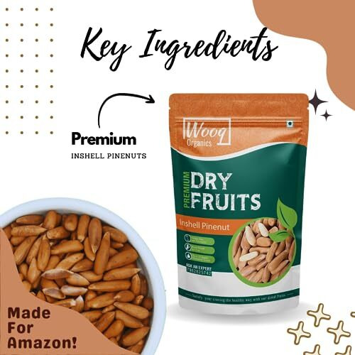 Wooq Organics Premium Pine Nuts Whole 50G, Chilgoza Big Size