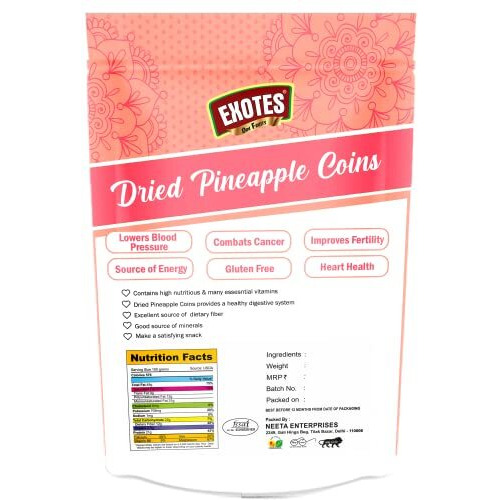 Exotes Premium Dry Fruits (Dried Pineapple Coins), 250 G