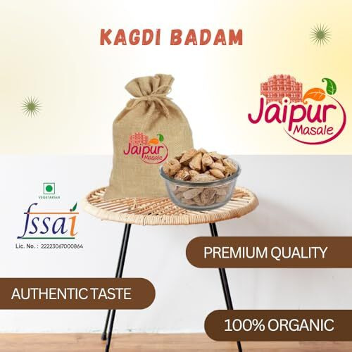 Shaan-E Jaipur Natural Premium Kagazi Badam | Almond With Shell | Badam With Shell Dry Fruits |High In Fiber Healthy Almonds | Kagdi Badam Healthy Snack (200 Gram)