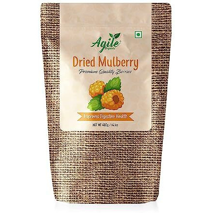 Agile Organic Naturally Dried Mulberries | Naturally Sweet Dried Mulberry | 400 Grams
