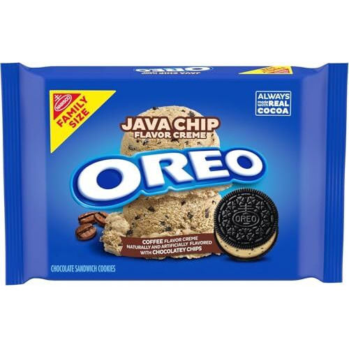 Oreos Java Chip Cookies, Family Size, Coffee Flavour Creme With Chocolate Chips, Chocolate Sandwich Cookies 482G (From Usa)