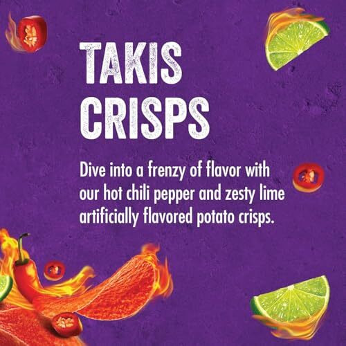 Takis Crisps Fuego Potato Crisps, Hot Chili Pepper And Lime Artificially Flavored, 5.5 Ounce Canister 2 X 155G
