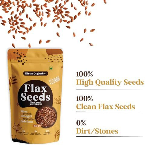Kirva Origanics Alsi Flax Seeds 380G - Rich In Omega-3, Protein & Fiber | Raw Seeds For Eating & Hair Growth (Pack Of 1)