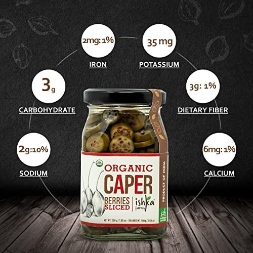 Ishka Farms Organic Sliced Caperberries Crunchy - 200G, Use As Pickles And Antipasto, Crunchy Caper Berries, Kair, Ker, Keir