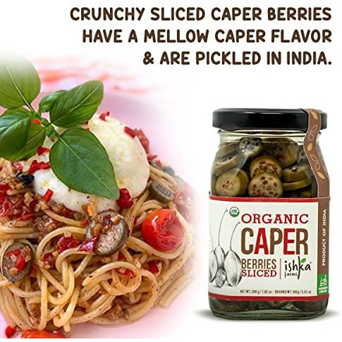 Ishka Farms Organic Sliced Caperberries Crunchy - 200G, Use As Pickles And Antipasto, Crunchy Caper Berries, Kair, Ker, Keir