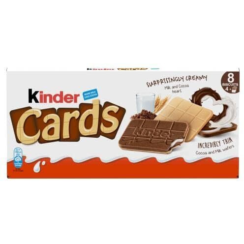 Kinders Cards, Hazelnut Creamy Snacks Biscuit With A Surprisingly Creamy Milk And Cocoa Filling, 5 Count 102.4G (Italy)