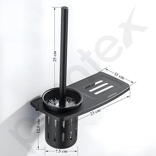 Plantex Aluminum 2In1 Toilet Brush Holder With Bathroom Shelf/Toilet Brush Holder/Bathroom Accessories - Black (Wall Mount)