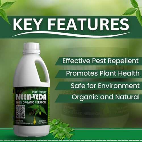Home-Secure Water Soluble Neem Oil For Plants Insects, Garden & Organic Farming 1 Liter | Pure Cold Pressed, Natural Plant Guard | Herbal Plant Pest Control (With Spray Bottle, Ml Cup)