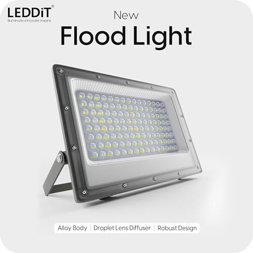 Leddit Aluminium 100W Waterproof Outdoor Led Floodlight With Droplet Lens Diffuser | Halogen For Garage, Parking (Cool White) - Pack Of 1 | Short Circuit & Surge Protection With Ip66 Rating
