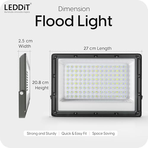 Leddit Aluminium 100W Waterproof Outdoor Led Floodlight With Droplet Lens Diffuser | Halogen For Garage, Parking (Cool White) - Pack Of 1 | Short Circuit & Surge Protection With Ip66 Rating