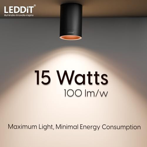 Leddit 15 Watt Warm White Round Surface Cylindrical Shape Indoor Ceiling Mounted Spot Light Cob Down Light With Aluminium Body - Rose Gold Pack Of 1 (With 2 Years Warranty)