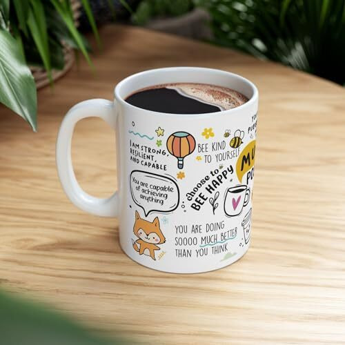 Visibee Mug Of Positivity  Motivational Coffee Mug 330Ml, Positivity Gifts For Men, Women, Boss, Coworkers  White Ceramic With Uplifting Quotes, Dishwasher & Microwave Safe